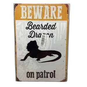 Beware Bearded Dragon Media Golden Era Pin Up Art Tin 12"x 8" Sign Art New